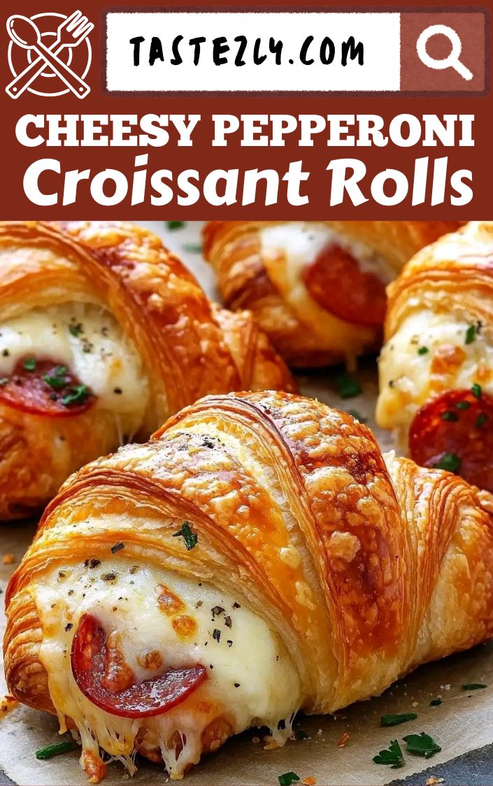 Golden Cheesy Pepperoni Croissant Rolls Perfect Party Appetizer
