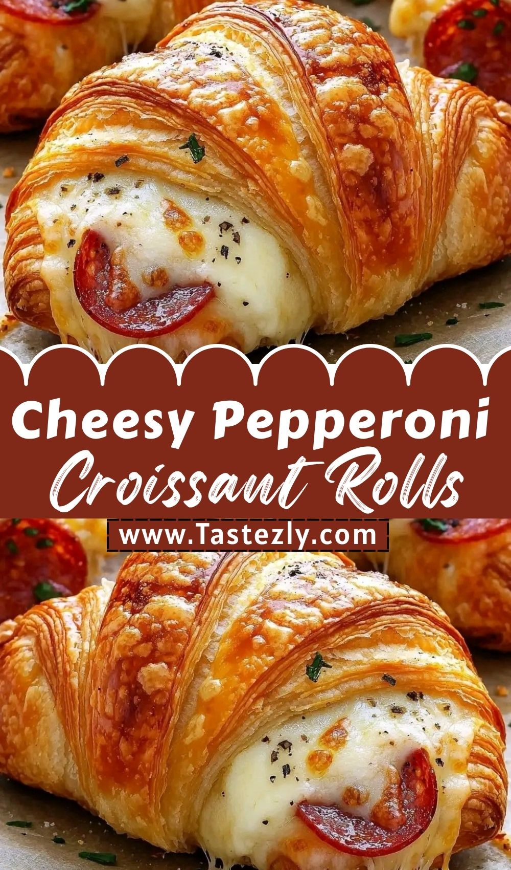 Golden Cheesy Pepperoni Croissant Rolls Perfect Party Appetizer