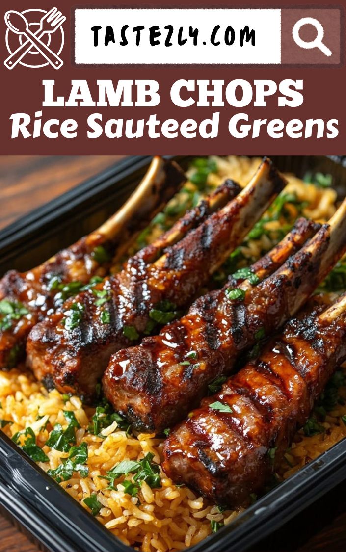 Grilled Lamb Chops With Yellow Rice Sauteed Greens Hearty And Flavorful