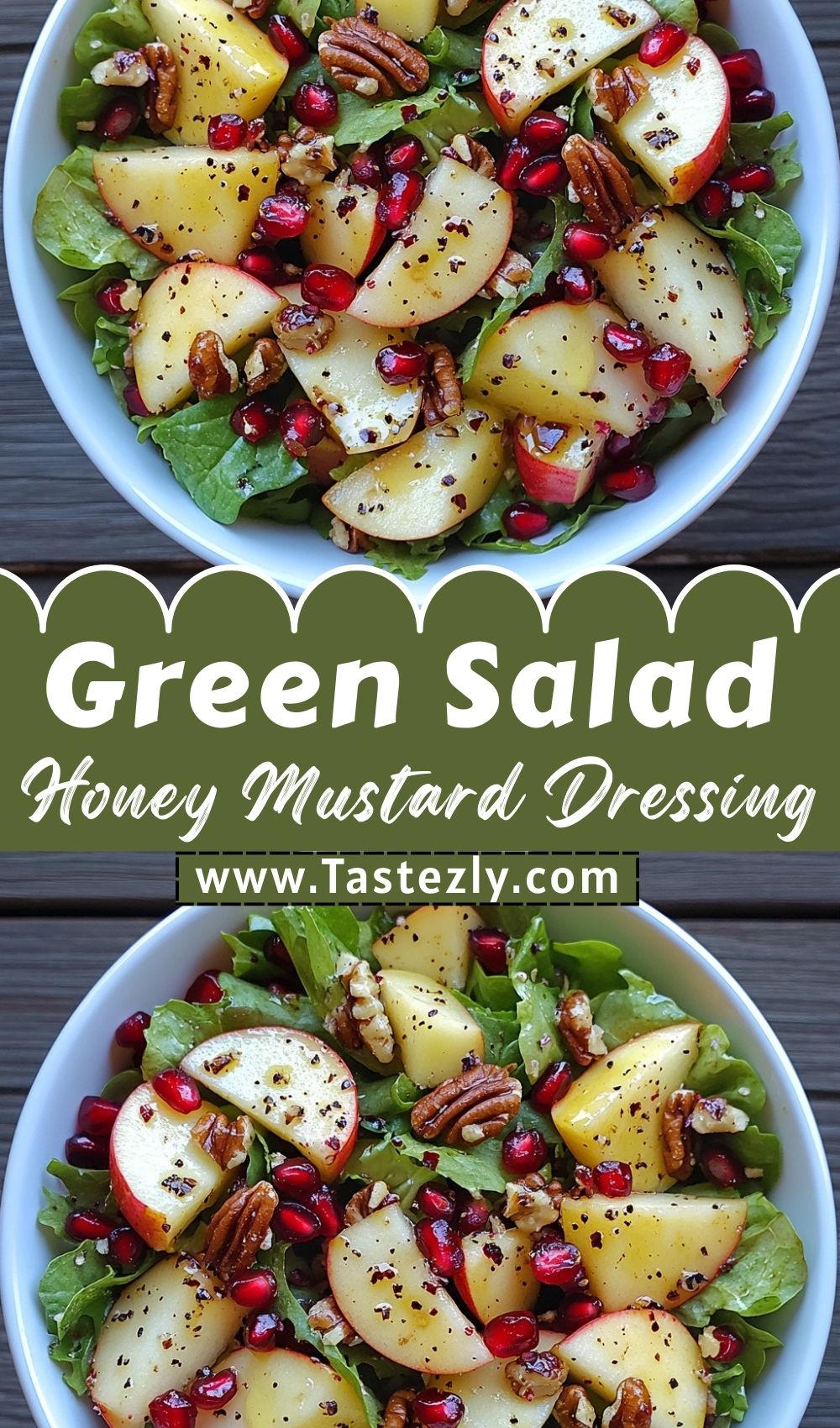 Healthy Green Salad With Creamy Honey Mustard Dressing
